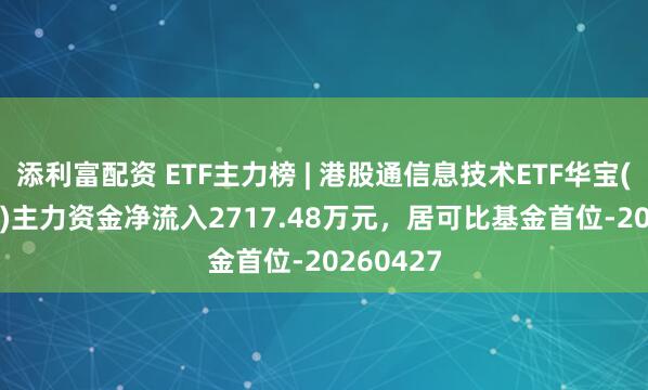 添利富配资 ETF主力榜 | 港股通信息技术ETF华宝(159131)主力资金净流入2717.48万元，居可比基金首位-20260427